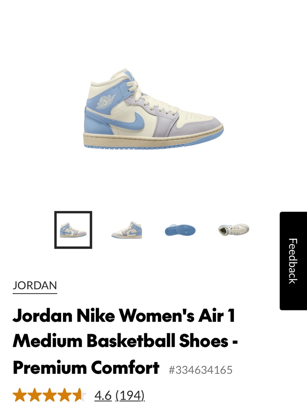 Jordan Women's Air 1 Mid Basketball Shoes - Blue & Cream